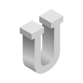 Letter U 3d Isometric Logo Icon png with transparent background