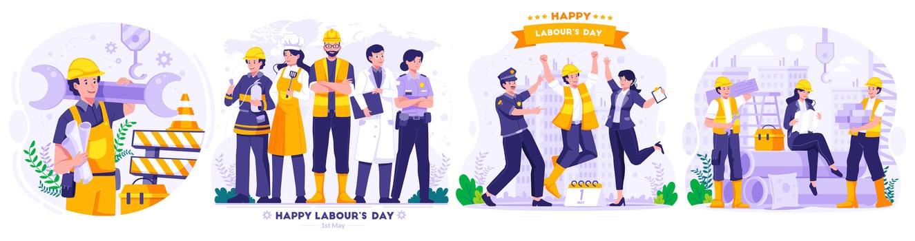 Illustration Set of Labour Day concept vector illustration
