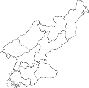 Map of North Korea with detailed country map, line map. png