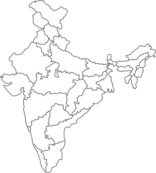 Map of India with detailed country map, line map. png