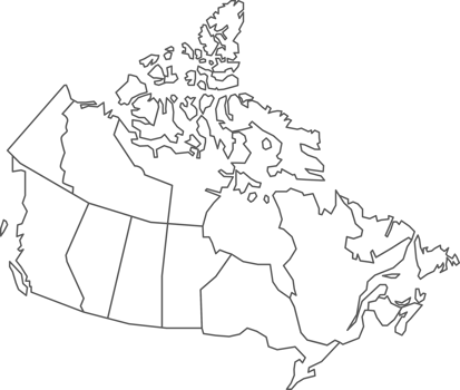 Map of Canada with detailed country map, line map. png