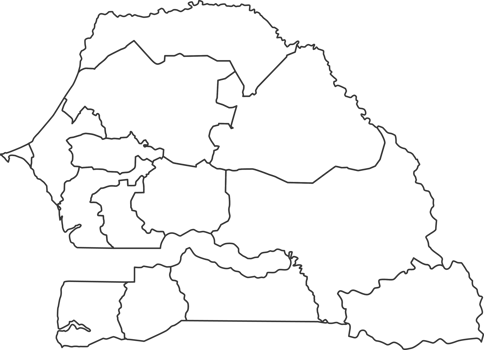 Map of Senegal with detailed country map, line map. png