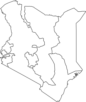 Map of Kenya with detailed country map, line map. png