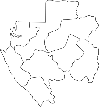 Map of Gabon with detailed country map, line map. png