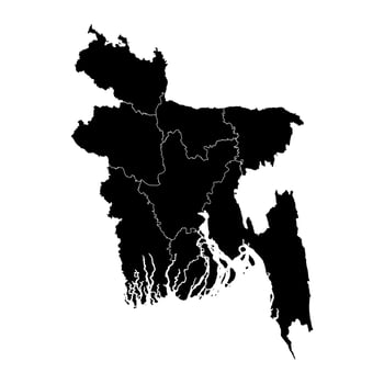 Bangladesh map with administrative divisions. vector
