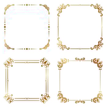 Collection of golden vintage floral decoration frame. Vector illustration