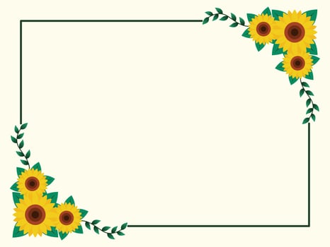 Sunflower Border Frame Flat Design Vector Illustration.