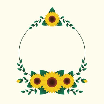 Circular Sunflower Border Frame Vector Illustration Design.