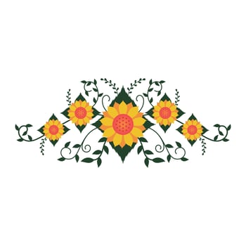 Illustration of Sunflower Border Decoration Flat Design Vector Illustration.