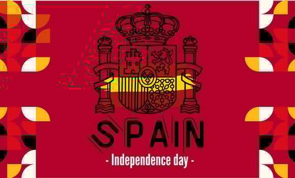 Spain national day banner for independence day anniversary. Flag of Spain with modern geometric retro abstract design. vector