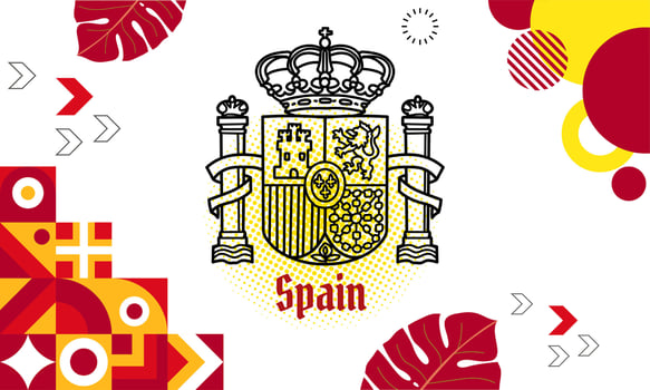 Spain national day banner for independence day anniversary. Flag of Spain with modern geometric retro abstract design. vector