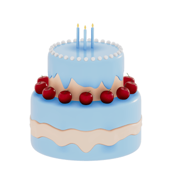 Birthday cake party element on transparent background, Colorful delicious desserts . 3D rendering png