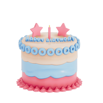 Birthday cake party element on transparent background, Colorful delicious desserts . 3D rendering png