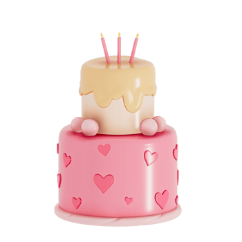 Birthday cake party element on transparent background, Colorful delicious desserts . 3D rendering png