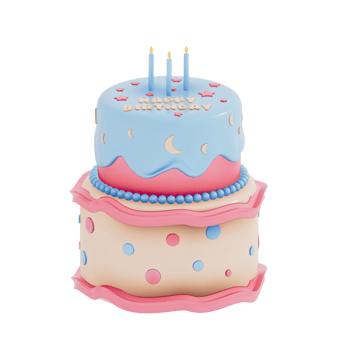 Birthday cake party element on transparent background, Colorful delicious desserts . 3D rendering png