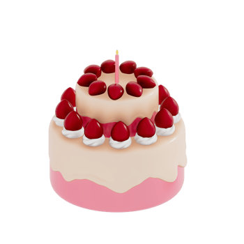 Birthday cake party element on transparent background, Colorful delicious desserts . 3D rendering png