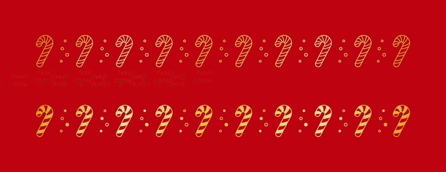 Gold Christmas themed decorative border and text divider, Candy Cane Pattern Outline and Silhouette. Vector Illustration.