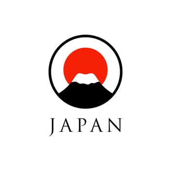 mountain with rising sun japanese logo vector illustration. mount fuji logo vector isolated. Illustration of Mount Fuji, Japan. Best mount fuji logo in elegant style. Mountain fujiyama .