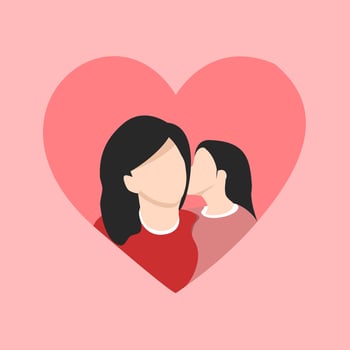 Daughter kisses mother, happy mother's day vector
