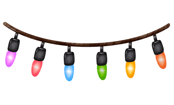 Lights garland Hand drawn Christmas elements Illustration png