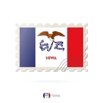 Postage stamp with the image of Iowa state flag. vector