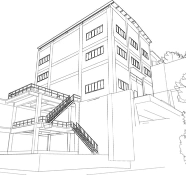 3D illustration of industrial building vector