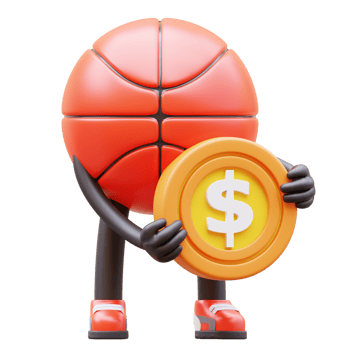 3D Basketball Character Holding Coin png