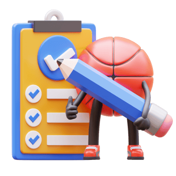 3D Basketball Character Write Job List png