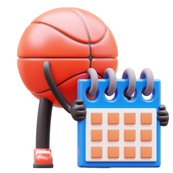 3D Basketball Character Holding Calendar Planning Schedule png
