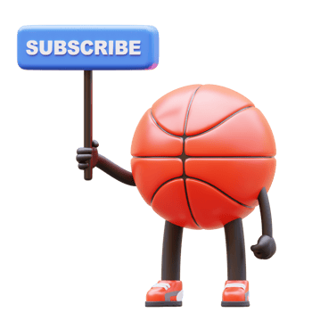 3D Basketball Character Holding Subscribe Sign png