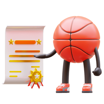 3D Basketball Character get Certificate png