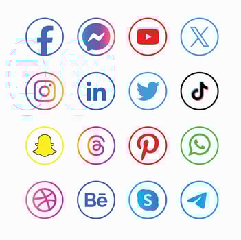 Set of social media logo in white background. Social media icon set collection. vector