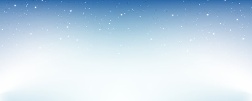Pastel winter sky with snowflakes. Blue light color gradient. Fantasy soft blurred wallpaper. Vector Christmas landscape.