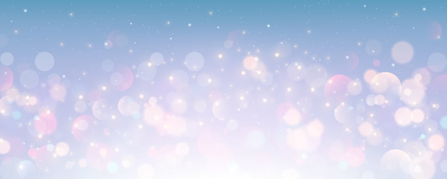 Pastel winter sky with snowflakes and bokeh. Blue light color gradient. Fantasy soft blurred wallpaper. Vector Christmas landscape.