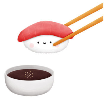 Watercolor Japanese food, cute sushi illustration isolate with background png