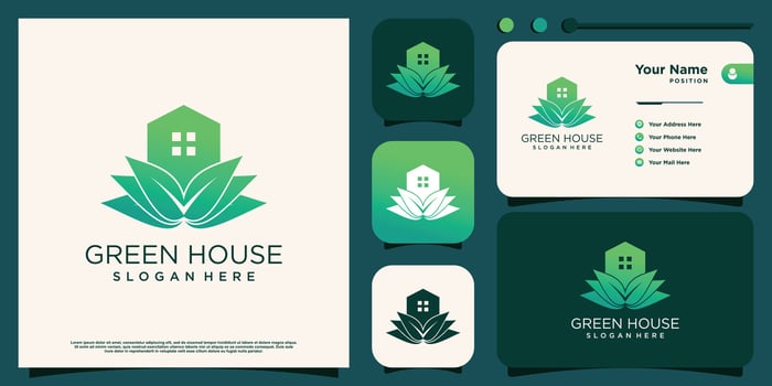 Green house logo design element vector template with creative concept