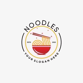 Noodles logo design template for ramen restaurant with creative element concept vector