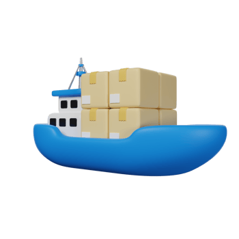 Cargo Ship Delivery 3D render icon png