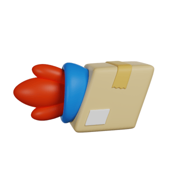 Rocket Box Fast Delivery 3D render icon png