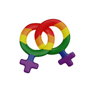 Two interlocking female symbols, lesbian symbol 3D render icon png