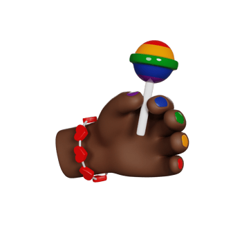 Hand holds Rainbow Lollipop 3D render icon png