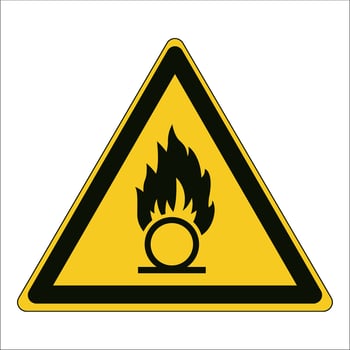 ISO 7010 Registered safety signs symbol pictogram Warnings Caution Danger Oxidizing substance vector