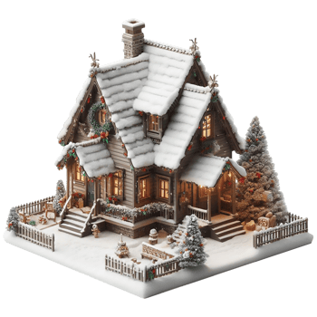 Chiristmas snow vintage cottage AI generative png