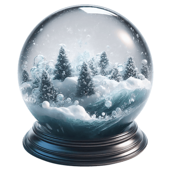 Sparkling crystal snowball with Christmas tree AI generative png