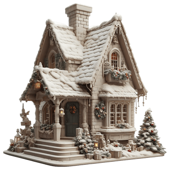 Chiristmas snow vintage cottage AI generative png