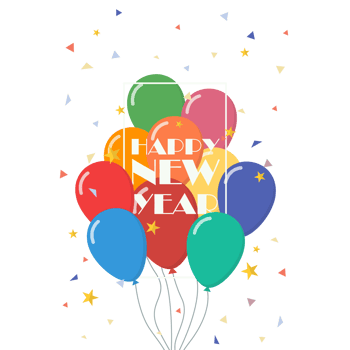 Happy new year with balloons png