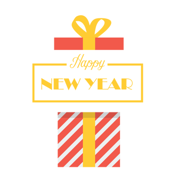 Happy new year with gift box png