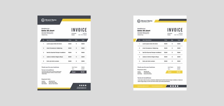 modern invoice template vector design