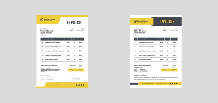 modern invoice template vector design