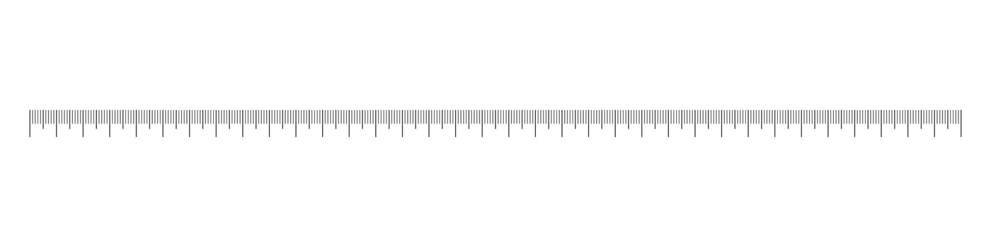 Measuring chart with 35 centimeters. Ruler scale. Length measurement math, distance, height, sewing tool. Graphic vector outline illustration.